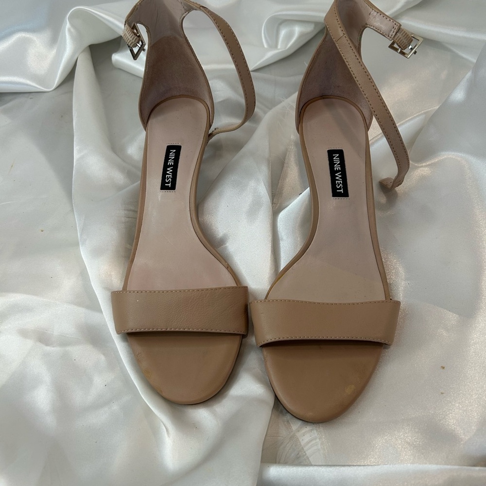 Nine West Beige Ankle Strap Heels